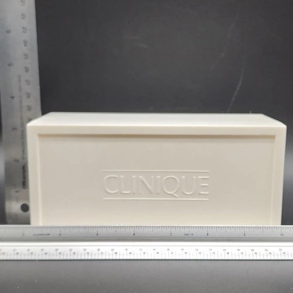 Clinique White Plastic Vanity Storage Box Case Makeup Skincare Organizer Decor